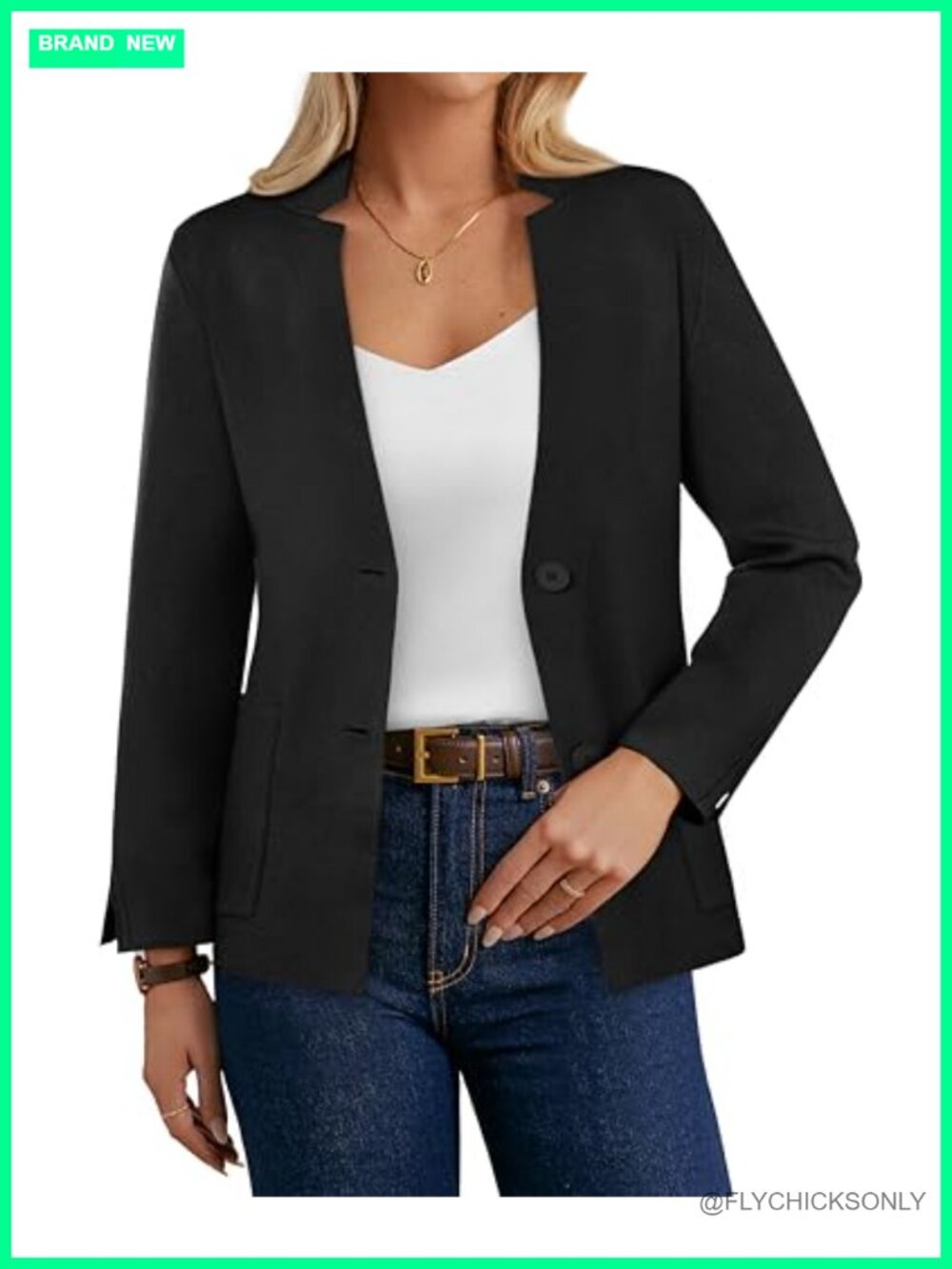 Women's Knit Sweater Blazer Business Casual Cardigan with Pockets